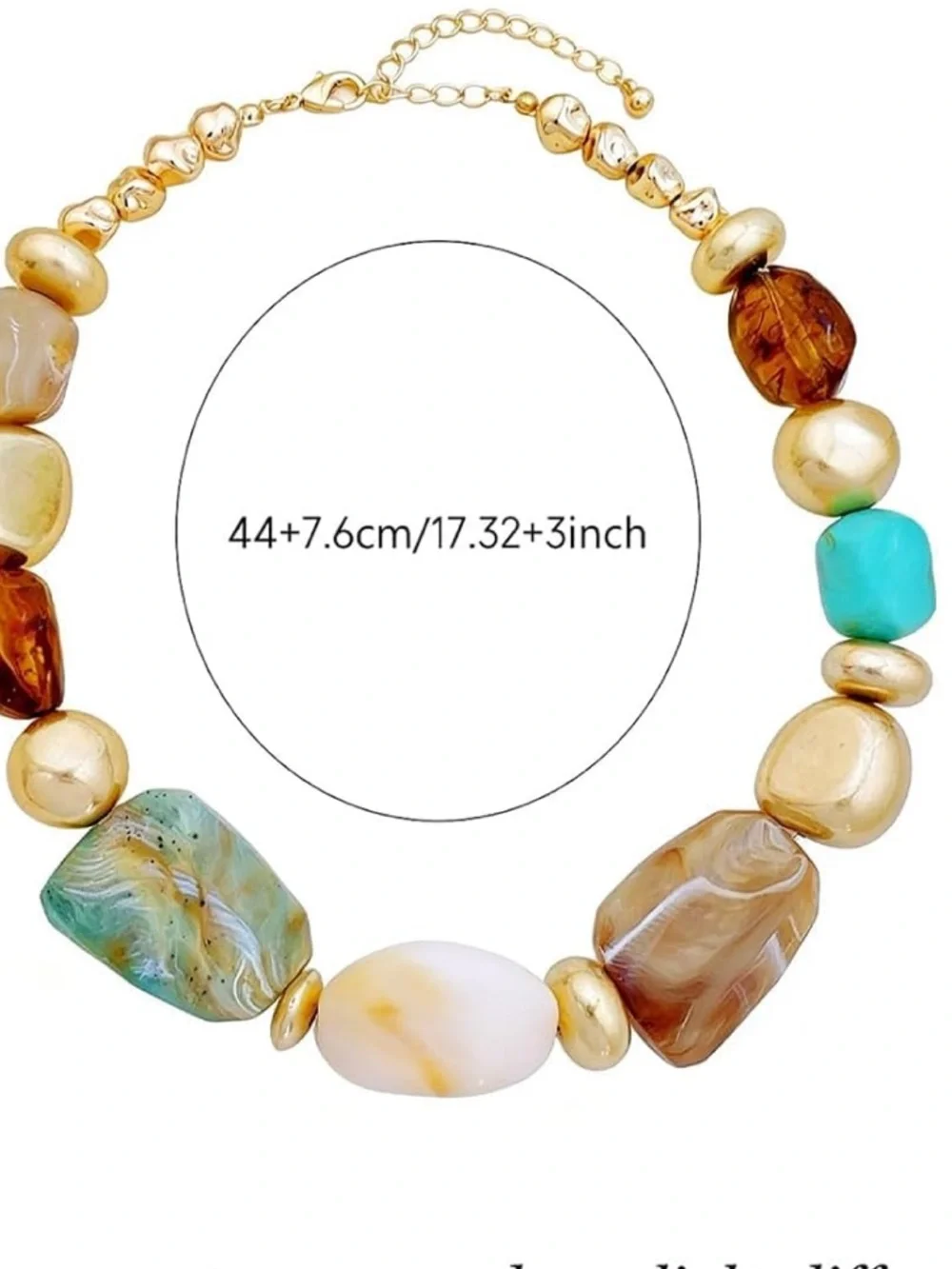 Chunky Turquoise & Gold Bead Statement Necklace